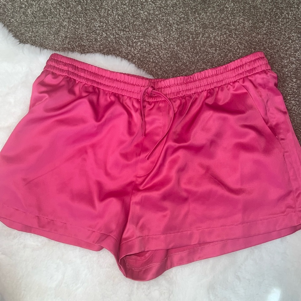 Pink satin shorts